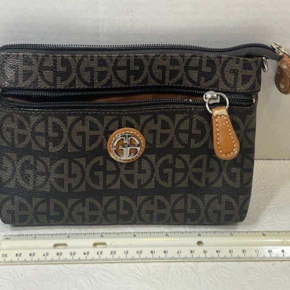 Giani Bernini Brown Block Signature Zip Wallet Clutch Small Purse 7.5"x5.25" - Picture 4 of 14